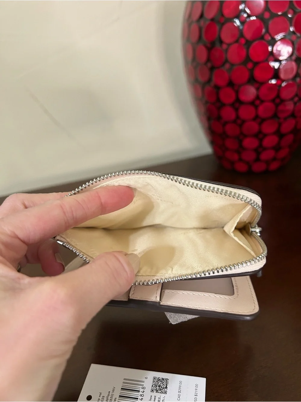 kate spade 3D Floral Small L-zip Wallet in Fresh Peach MSRP $219